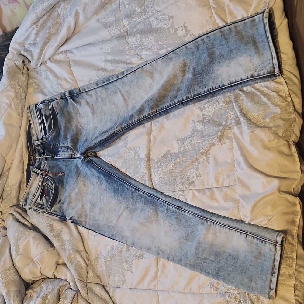 G-Star Raw Blue Acid Washed Slim Skinny Fit Jeans